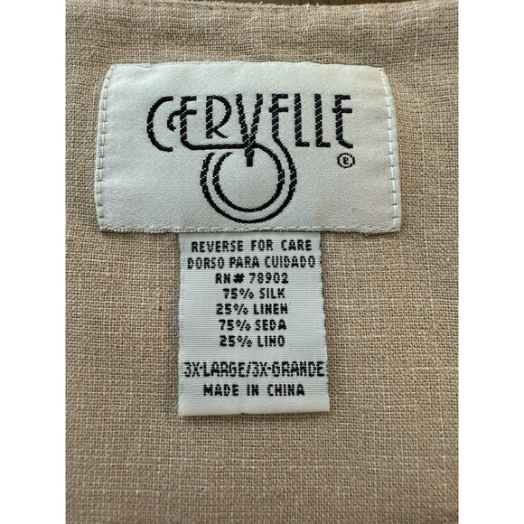 Silk Linen Embroidered Midi Dress Beige Floral Bee Detail 3X Boho Coastal Resort - Picture 7 of 10